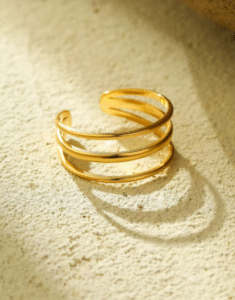 3-layered adjustable stainless-steel ring (Black Clover) — jewellery from Glossy.pk, Pakistan