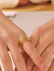 3-layered adjustable stainless-steel ring (Black Clover) product photo 2 | Glossy.pk Pakistan