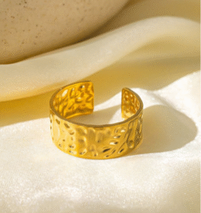 Rough antique adjustable stainless-steel ring (Black Clover) — jewellery from Glossy.pk, Pakistan