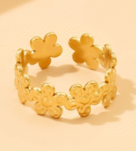 mini flower adjustable ring- gold - Image 2