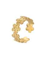 mini flower adjustable ring- gold - Image 3