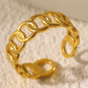 Chain Style Adjustable Ring — Gold Tone