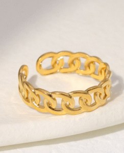 Chain Style Adjustable Ring — Gold Tone product photo 2 | Glossy.pk Pakistan