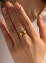 sun flower adjustable ring- gold (Copy) - Image 3