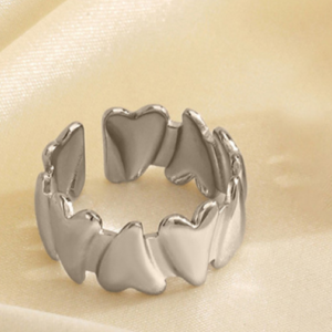 Mini Hearts Adjustable Ring — Silver Tone