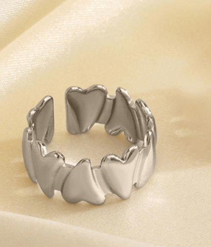 Mini hearts adjustable ring- silver