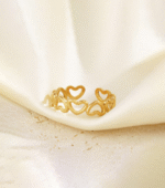Mini hearts adjustable ring- gold - Image 2