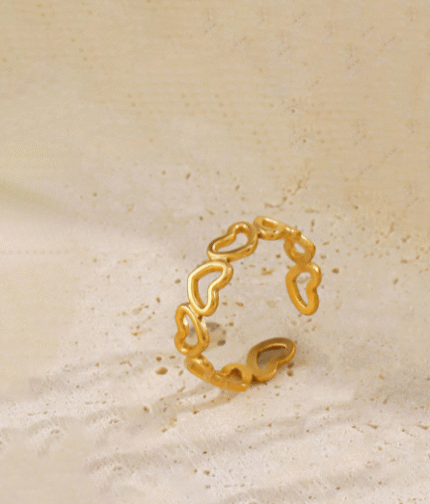 Mini hearts adjustable ring- gold