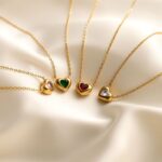 New Simple Peach Heart Necklace Pink Zircon Love Pendant Collarbone Chain - Image 7