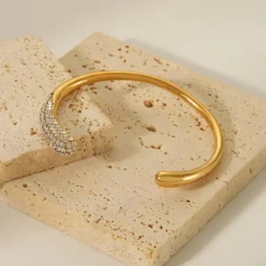 Rhinestone C Cuff Bangle