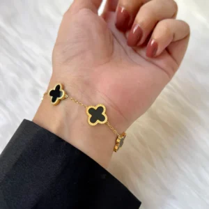 Four‑Leaf Clover Stainless Steel Bracelet