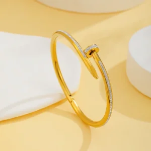Nail-Style Stone-Set Bangle