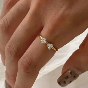 Adjustable Stainless Steel Two-Stone Style Ring