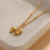 Mini Bow Heart Necklace — Gold-Finish Stainless Steel product photo 3 | Glossy.pk Pakistan