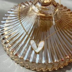 White Heart Love Pendant — Gold-Finish Stainless Steel product photo 2 | Glossy.pk Pakistan