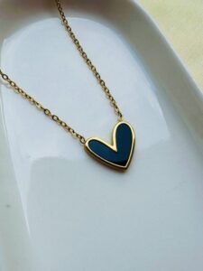 Black Heart Trendy Love Pendant — Gold Finish — jewellery from Glossy.pk, Pakistan