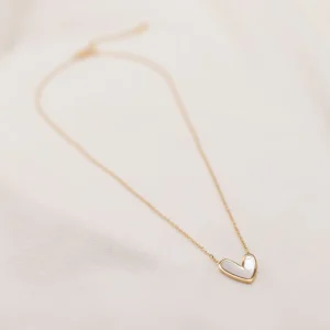 White Heart Love Pendant — Gold-Finish Stainless Steel product photo 4 | Glossy.pk Pakistan