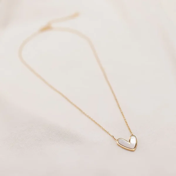 White Heart Love Pendant — Gold-Finish Stainless Steel product photo 4 | Glossy.pk Pakistan