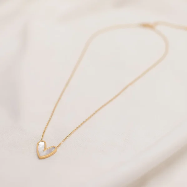 White Heart Love Pendant — Gold-Finish Stainless Steel product photo 3 | Glossy.pk Pakistan