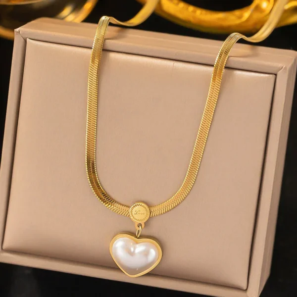 Classical Snake Chain Heart Pendant-Stainless Steel anti-tarnish jewellery from Glossy.pk, Lahore