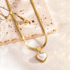 Classical Snake Chain Heart Pendant — Stainless Steel