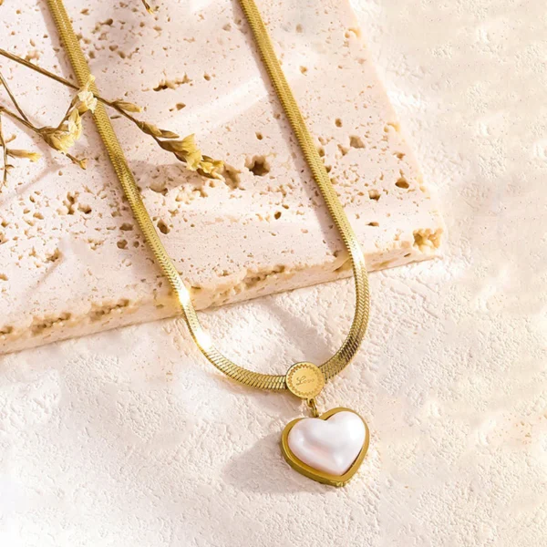 Classical Snake Chain Heart Pendant — Stainless Steel — jewellery from Glossy.pk, Pakistan