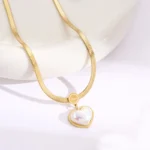 Classical Snake Chain Heart Pendant-Stainless Steel - Image 3