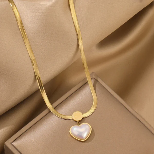 Classical Snake Chain Heart Pendant — Stainless Steel product photo 2 | Glossy.pk Pakistan