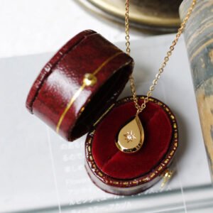 Square & Pear Pendant Necklace — Gold-tone