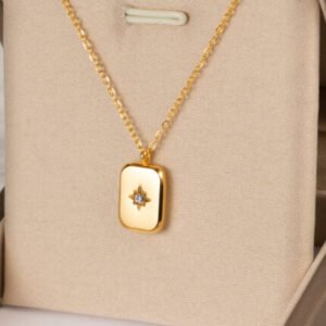 Square Eight‑Star Gemstone Necklace (Gold Colour)