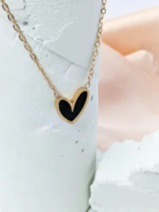Black Heart Trendy Love Pendant — Gold Finish product photo 2 | Glossy.pk Pakistan
