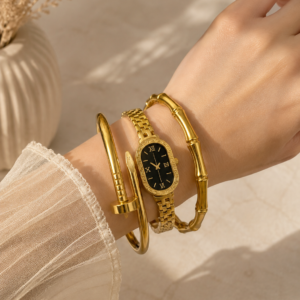3-Piece Trendy Bangle Set (Stainless Steel)