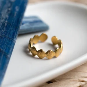 Antique Leafy Adjustable Ring — Gold-tone
