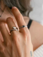 Adjustable Curved Ring-Silver-Stainless Steel - Image 3
