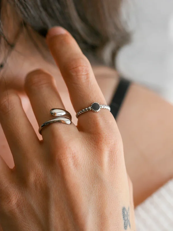 Adjustable Curved Ring — Silver Stainless Steel product photo 2 | Glossy.pk Pakistan