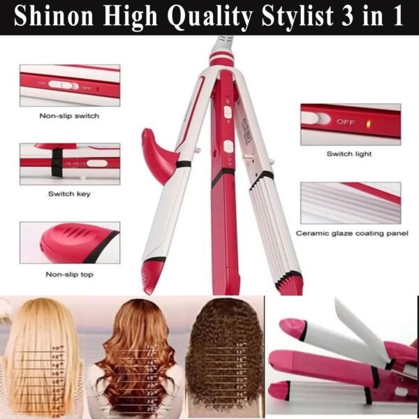 Shinon 3‑in‑1 Multi‑Function Hair Styler (Straightener & Curler) product photo 3 | Glossy.pk Pakistan