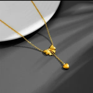 Bow with Heart Necklace