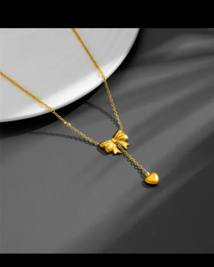 Bow with Heart Necklace