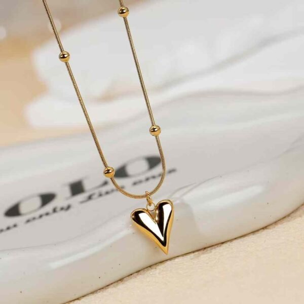 Beaded Love Heart Pendant — Stainless Steel product photo 2 | Glossy.pk Pakistan
