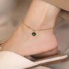 Green stone anklet — Stainless Steel — jewellery from Glossy.pk, Pakistan