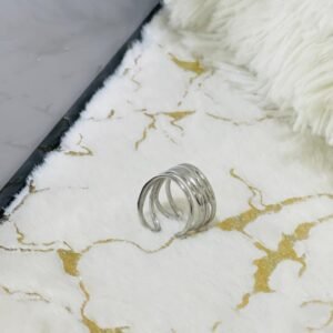 Adjustable Multi Layered Ring - Silver
