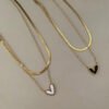 Double Chain Heart Necklace — White & Black product photo 3 | Glossy.pk Pakistan