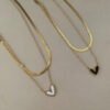 Double Chain Heart Necklace — White & Black — jewellery from Glossy.pk, Pakistan