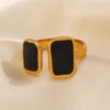 Black & white ring adjustable anti-tarnish jewellery from Glossy.pk, Lahore
