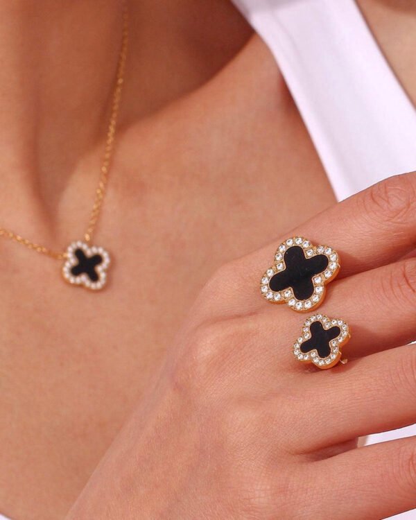 Clover Double-Stone Ring — Stainless Steel — jewellery from Glossy.pk, Pakistan
