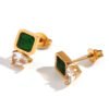 Green box stud earrings — Stainless Steel product photo 4 | Glossy.pk Pakistan