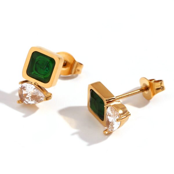Green box stud earrings — Stainless Steel product photo 4 | Glossy.pk Pakistan