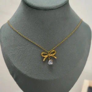 Bow Necklace in Green or White