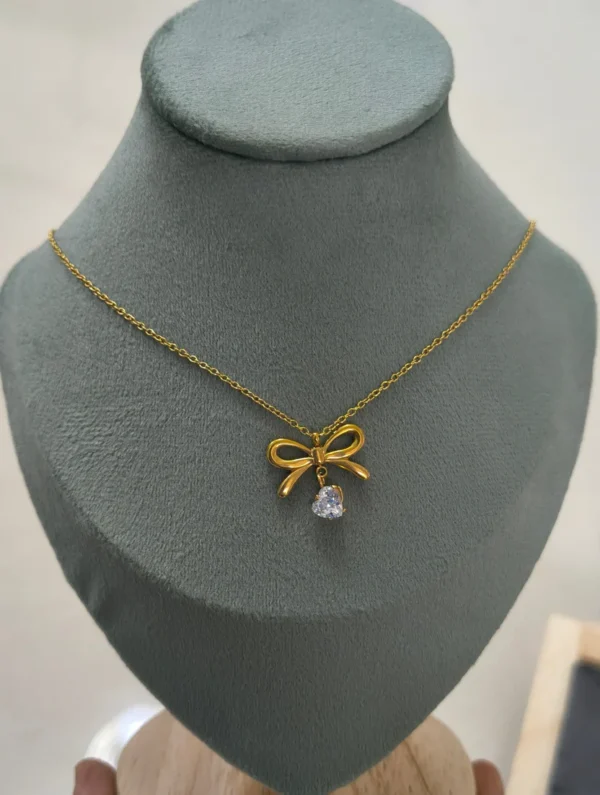 New Zircon Bow Earrings and Necklace Set product photo 2 | Glossy.pk Pakistan