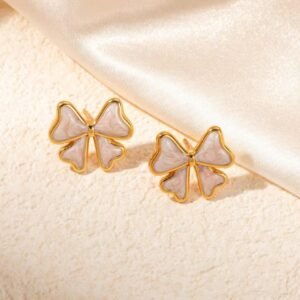 Bow Stud Earrings (Black, White) product photo 3 | Glossy.pk Pakistan